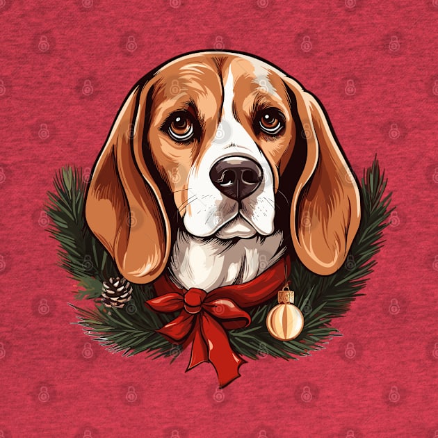 Christmas Beagle by Retroprints